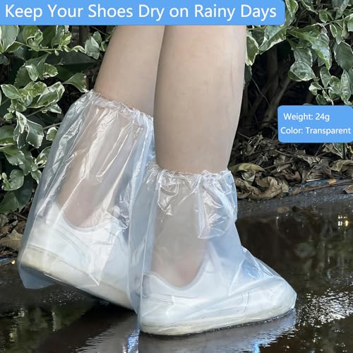 10 Pairs Waterproof Shoe Covers for Rain, Rain Shoe Covers Disposable for Men and Women, Non Slip PE Rain Shoe Covers, Perfect for Outdoor Use, Travel, Farm, Hiking (Transparent)