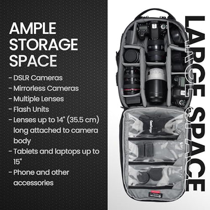 Tamrac Anvil Slim 11 Camera Backpack for Photographers DSLR Camera Bag with Laptop Compartment, Professional Photography Backpack, Camera Bag with Tripod Holder, Camera Carrying Case, Black - style: Anvil Slim 11