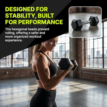 5-550 lb Rubber Hex Dumbbell Set, Heavy-Duty Free Weights for Home Gym Strength Training, Muscle Building & Full Body Workouts, No Rack Included - size: 550 lb