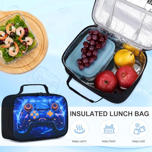 Scothen 3PCS Boys Backpack Set, Cool Backpack for Boys with Lunch Bag & Pencil Case, Kids School Bag Teen Boy Bookbag for Kindergarten Elementary Middle School with USB Charging Port - color: Blue Lightning