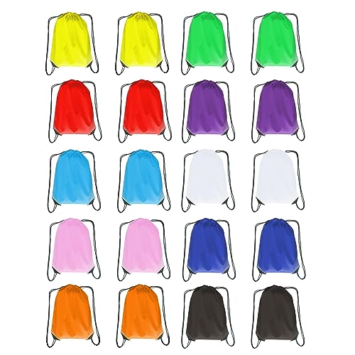 JohahaTim Drawstring Backpack Bulk 20 Pcs Draw String Backpack Bags DIY Gym Sports Traveling Yoga Cinch Bag Sackpack Drawstring (10 Color multi color) - color: 10 Color