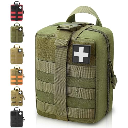 1000D Molle Ifak Pouch Rip Away, Tactical Tear Away Medical Pouch Empty, Military First Aid Pouch Bag Only for Camping Hiking Travel - color: Army Green