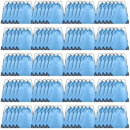 Grneric 100 Pieces Drawstring Backpack Bulk Cinch Sackpack Ployster Drawstring Bags for Gym Party Trip(Sky Blue) - color: Sky Blue