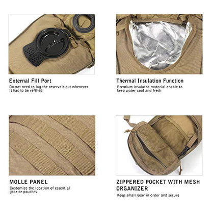 Unigear Tactical Hydration Backpack with 3L Water Bladder, Molle Backpack - color: Tan
