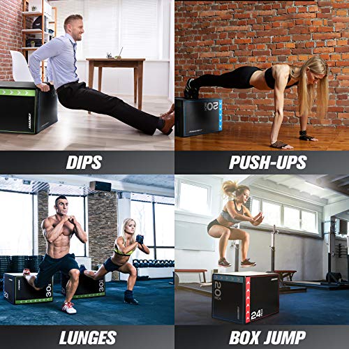 RitFit 3 in 1 Extra Firm Soft Plyo Box Foam Plyometric Box-30”x24”x20”-20"x18"x16" Heavy Duty High Density Foam Jumping Box 3 Sizes with PVC Cover,Platform for Home Gym Fitness, 440lb Weight Capacity - size: SMALL-A