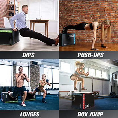 RitFit 3 in 1 Extra Firm Soft Plyo Box Foam Plyometric Box-30”x24”x20”-20"x18"x16" Heavy Duty High Density Foam Jumping Box 3 Sizes with PVC Cover,Platform for Home Gym Fitness, 440lb Weight Capacity - size: SMALL-A