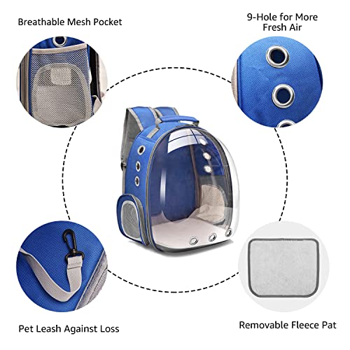 Henkelion Cat Backpack Carrier Bubble Carrying Bag, Small Dog Backpack Carrier for Small Medium Dogs Cats, Space Capsule Pet Carrier Dog Hiking Backpack, Airline Approved Travel Carrier - Navy Blue - color: Navy Blue