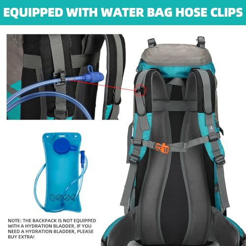70L Camping Hiking Backpack with Rain Cover Waterproof Backpacking Backpack for Hiking Treeking Climbing Outdoor - color: Lack Blue