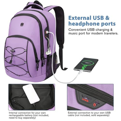 Goloni Laptop Backpack for Men Women, 17 Inch Travel Backpack with USB Charging Port, Water Resistant Lightweight Backpack with Compartments, 30L Casual Daypack,Purple - color: Purple