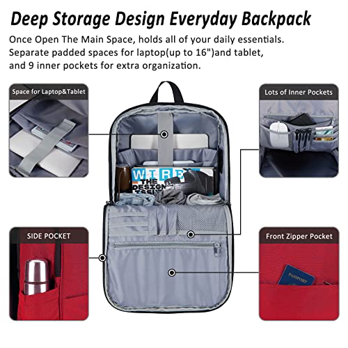MAXTOP Deep Storage Laptop Backpack Business Anti-theft Backpacks[Water Resistant] College Computer Bookbag Fits 16 Inch Laptop - color: Red, size: 15.6 inch, style: Daypack Backpacks