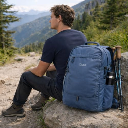 Lewis N. Clark 28L Hiking Daypack – Full-Size Trail Backpack with Padded Straps, Rain Cover & Removable Laptop Sleeve - color: Blue, size: 28L