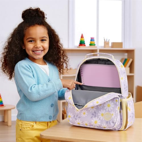 mibasies Toddler Backpacks for Girls 2-4: Little Kid Bookbag for Preschool Prek Daycare Daisy Gray - color: Daisy Gray, style: Toddler-12"h(not Fit Folder)