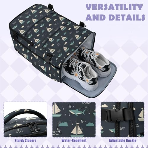Travel Backpack with Shoe Compartment, 20L Large Capacity Laptop Backpack for Men Women, Sailboats Daypack for Traveling Hiking Carry On