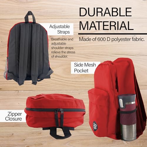 BAZIC 1052 Classic Backpack, Red, 17" - color: Red, size: 17"