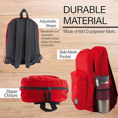 BAZIC 1052 Classic Backpack, Red, 17" - color: Red, size: 17"