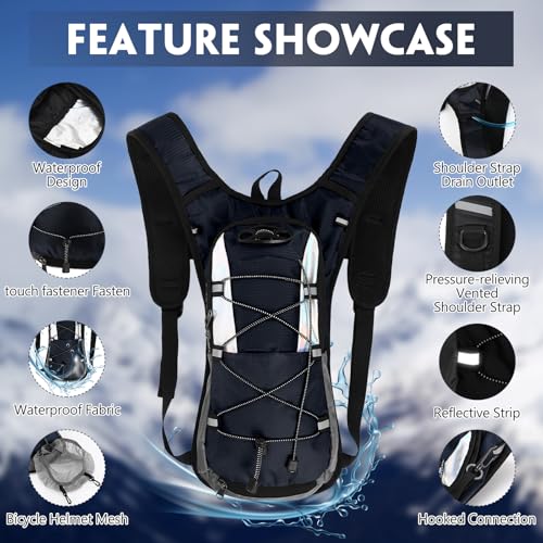 Sadnyy 4 Pack Hydration Backpack with 2l Water Bladder Lightweight Adjustable Reflective Hydration Pack for Outdoor Thicken Water Backpack Hiking Essential for Men Running, Cycling