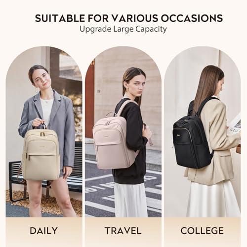 Hiking Travel Backpack for Women Casual Business Weekender Multilayer Laptop Bag,16 Inch,Apricot - color: A-apricot, size: 16 Inch