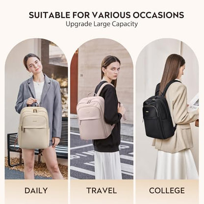 Hiking Travel Backpack for Women Casual Business Weekender Multilayer Laptop Bag,16 Inch,Apricot - color: A-apricot, size: 16 Inch