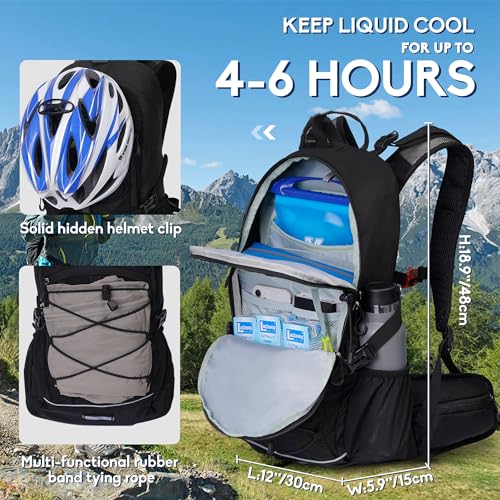 N NEVO RHINO Hydration Backpack with Water Bladder 3L, Hiking Backpack with Rain Cover, Insulation Water Daypack for Cycling Biking - color: 01 Black