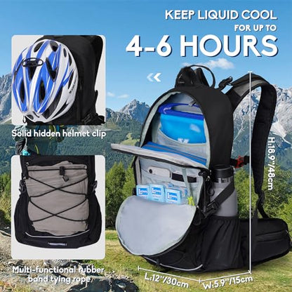 N NEVO RHINO Hydration Backpack with Water Bladder 3L, Hiking Backpack with Rain Cover, Insulation Water Daypack for Cycling Biking - color: 01 Black