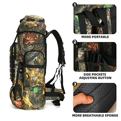 King'sGuard 70L Camping Hiking Backpack for Men Women Large Military Tactical Backpack Molle Rucksack Backpack for Outdoor - color: Mapleleaf Camo