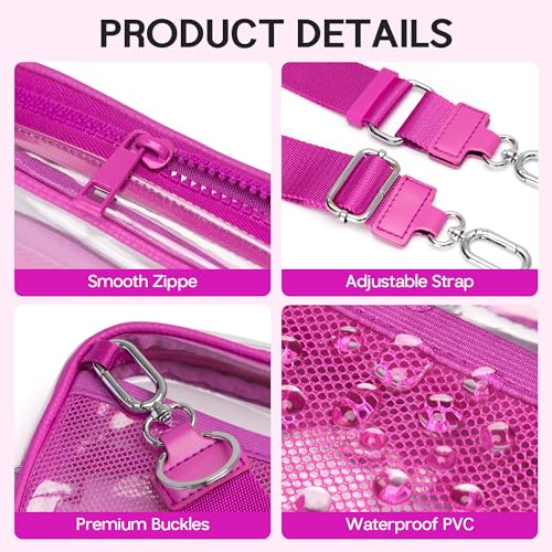 FODOKO Wristlet wallets for women Nylon Quilted Wallet with 4 Zippers,Travel Credit Card,Holder Cell Phone Organizer - color: Clear-rose