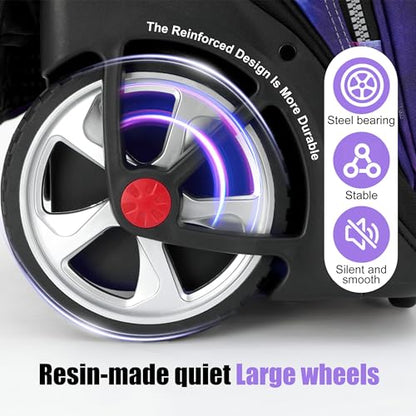 NEW TILAMI 19 inch Rolling Backpack Teens Rolling Backpack Cute Wheeled Laptop Backpack Bookbag Roller Travel Bag College, Starry Purple - color: Purple Starry