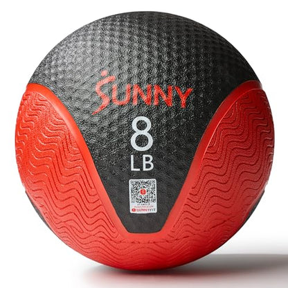 Sunny Health & Fitness Medicine Ball, Textured Rubber, Core Strength & Balance Training, Bouncing, Weight for Home Workouts 4,6,8,10,12,15,20,25,30LB Options - size: 8 LB