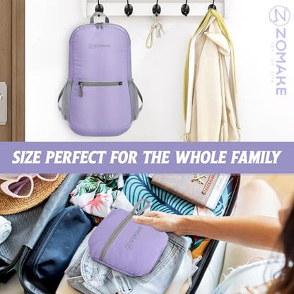 ZOMAKE Ultra Lightweight Hiking Backpack 20L, Packable Small Backpacks Water Resistant Daypack for Women Men(Light Purple) - color: Light Purple