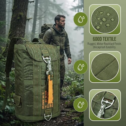 Military Tactical Backpack Parachute Buckles Hook Nylon Rucksacks Flight Backpacks Day Pack for Outdoor,Hiking,Camping (Green) - color: Green