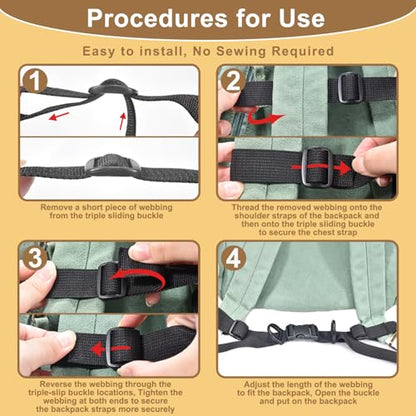 Outdoor Adjustable Chest Strap for Backpack Replacement, Camping Hiking Sternum Straps for Backpacks With Quick Release Buckle (Black, 1pcs) - color: Black 1pcs