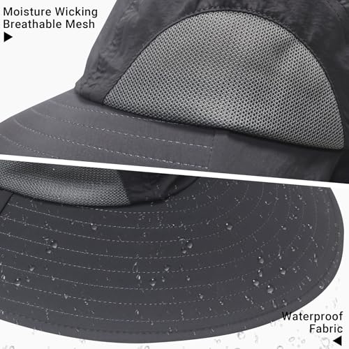 NPQQUAN Sun Hats for Men Women with Neck Flap UPF 50+ UV Protection Wide Brim Bucket Hat Safari Hiking Fishing Hats - color: Darkgray（lightweight）
