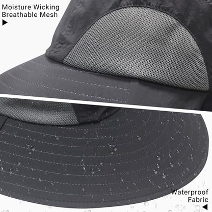 NPQQUAN Sun Hats for Men Women with Neck Flap UPF 50+ UV Protection Wide Brim Bucket Hat Safari Hiking Fishing Hats - color: Darkgray（lightweight）