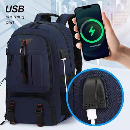 DUSLANG Travel laptop backpack, Extra Large 60L Traveling College Backpack,Large Capacity Backpack for Men Women,Fits 17 Inch Computer, USB Charging Port, Blue - color: 60l Blue