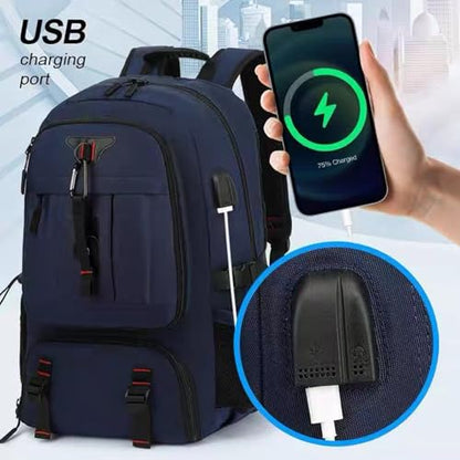 DUSLANG Travel laptop backpack, Extra Large 60L Traveling College Backpack,Large Capacity Backpack for Men Women,Fits 17 Inch Computer, USB Charging Port, Blue - color: 60l Blue