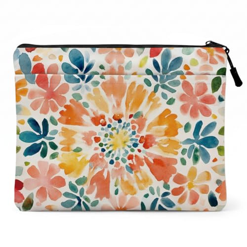 13.3 inch Laptop Case, Colorful Watercolor Floral Print Laptop Sleeve, Soft Velvet Computer Sleeve with Pocket, Compatible with 13-13.3 Slim Laptops, Minimalist Notebook Cover Bag for Business Work - color: Watercolor Floral 1423