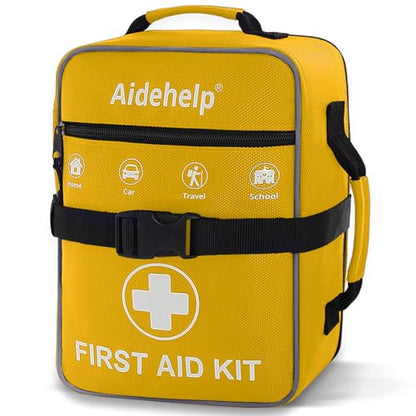 520 Pieces Premium First Aid Kit - Large Emergency Medical Kit for Survival, Car, Home, Travel, Camping, Backpack, Hiking, School (Yellow) - color: Yellow