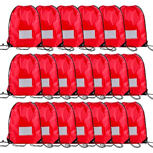 20 Pcs Drawstring Bags,Bulk Draw String Backpack, DIY Gym Sports Cinch Bag Sackpack for Women Men, Red - color: Red