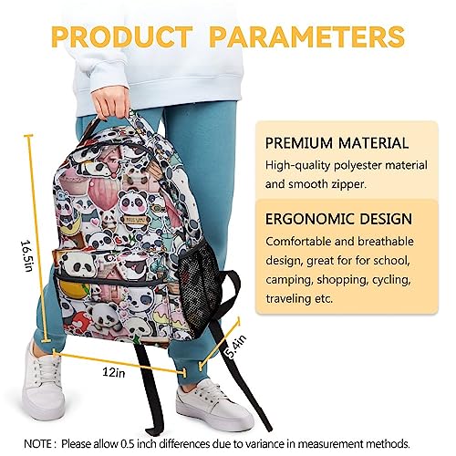 Panda Backpack for Girls Boys, 16 Inch Panda Theme Bookbag with Adjustable Straps, Durable, Lightweight, School Bag with Large Capacity - color: Panda4