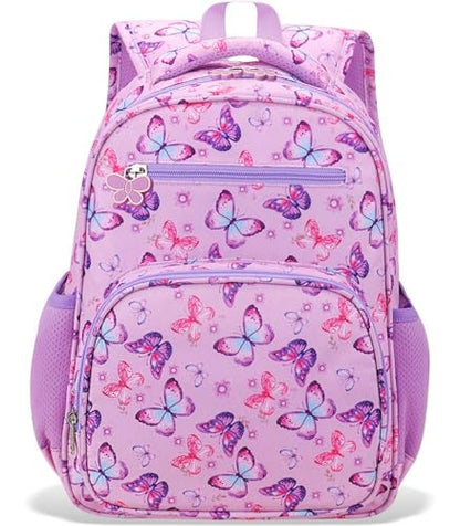 RHCPFOVR Kids Backpack for Girls - Girls Backpack 3-8 Ages Butterfly for Kids 15 Inch School Bookbag for Kindergarten Elementary School Bookbag for Girl 1st 2nd Grade - style: Butterflie