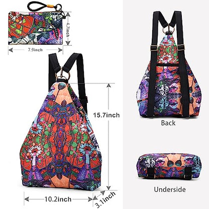 Black Butterfly Premium Backpack for Women, Bohemia Style Fashion Casual Daypack Backpack, Small Backpack Purse (20-multicolor plus) - color: 20-multicolor Plus