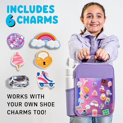 Fit & Fresh Lunch Box For Kids, Boys & Girls, School, Camp, Insulated Bag With Shoe Charm Slots For Personalization, Holographic Purple - color: Holographic Purple