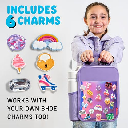 Fit & Fresh Lunch Box For Kids, Boys & Girls, School, Camp, Insulated Bag With Shoe Charm Slots For Personalization, Holographic Purple - color: Holographic Purple