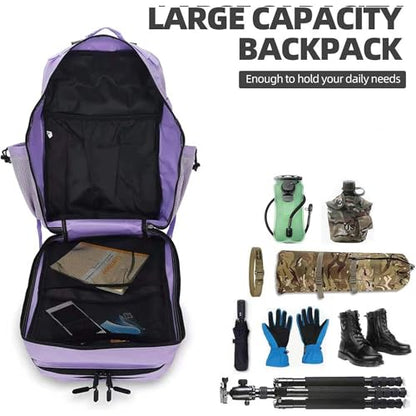 Lovelinks21 45L Tactical Assault Backpack 3 Day Assault Pack with MOLLE Waterproof Rucksack for Tactical Backpacks (Light Purple) - color: Light Purple