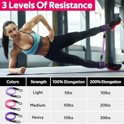 WALITO Ankle Resistance Bands with Cuffs, Exercise Bands for Legs and Butt, Booty Workout Equipment for Kickbacks and Hip Fitness Training - color: Purple