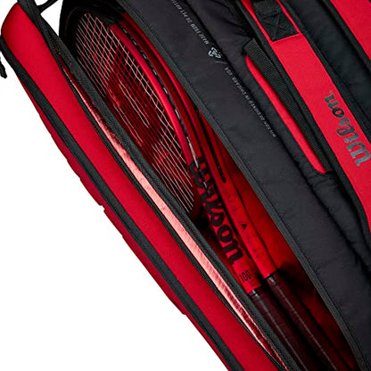 Wilson Clash V2 Super Tour Tennis Racket Bag - Red/Black, Holds up to 15 Rackets