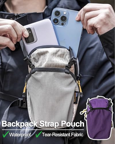 Backpack Shoulder Strap Pouch - Waterproof Strap Pack Phone Pouch, Backpack Strap Pocket Attachment Bag, Small Crossbody Bag Waist Pack for Sports Hiking Camping - color: Purple