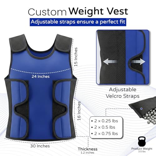 Weighted Vest for kids with Adjustable Weights, Compression Vest for Kids & Toddlers, Removable Metal Beads, Breathable Mesh and 6 Pockets - size: Medium