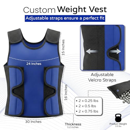 Weighted Vest for kids with Adjustable Weights, Compression Vest for Kids & Toddlers, Removable Metal Beads, Breathable Mesh and 6 Pockets - size: Medium