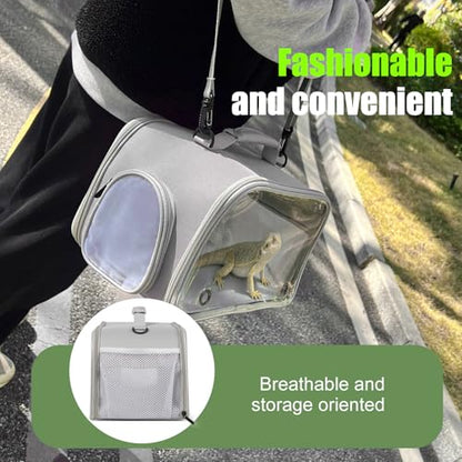 WEVONIGU Expandable Small Animal Backpack Carrier with Clear Bubble Window Large Space Travel Cage for Hedgehog Rat Parrot,Bearded Dragon,Sugar Glider,Airline Approved (Grey, Carrier) - color: Grey, size: Carrier